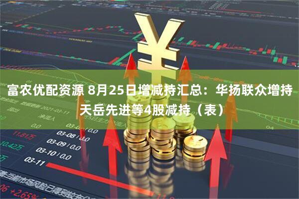 富农优配资源 8月25日增减持汇总：华扬联众增持 天岳先进等4股减持（表）
