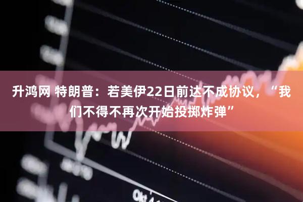升鸿网 特朗普：若美伊22日前达不成协议，“我们不得不再次开始投掷炸弹”